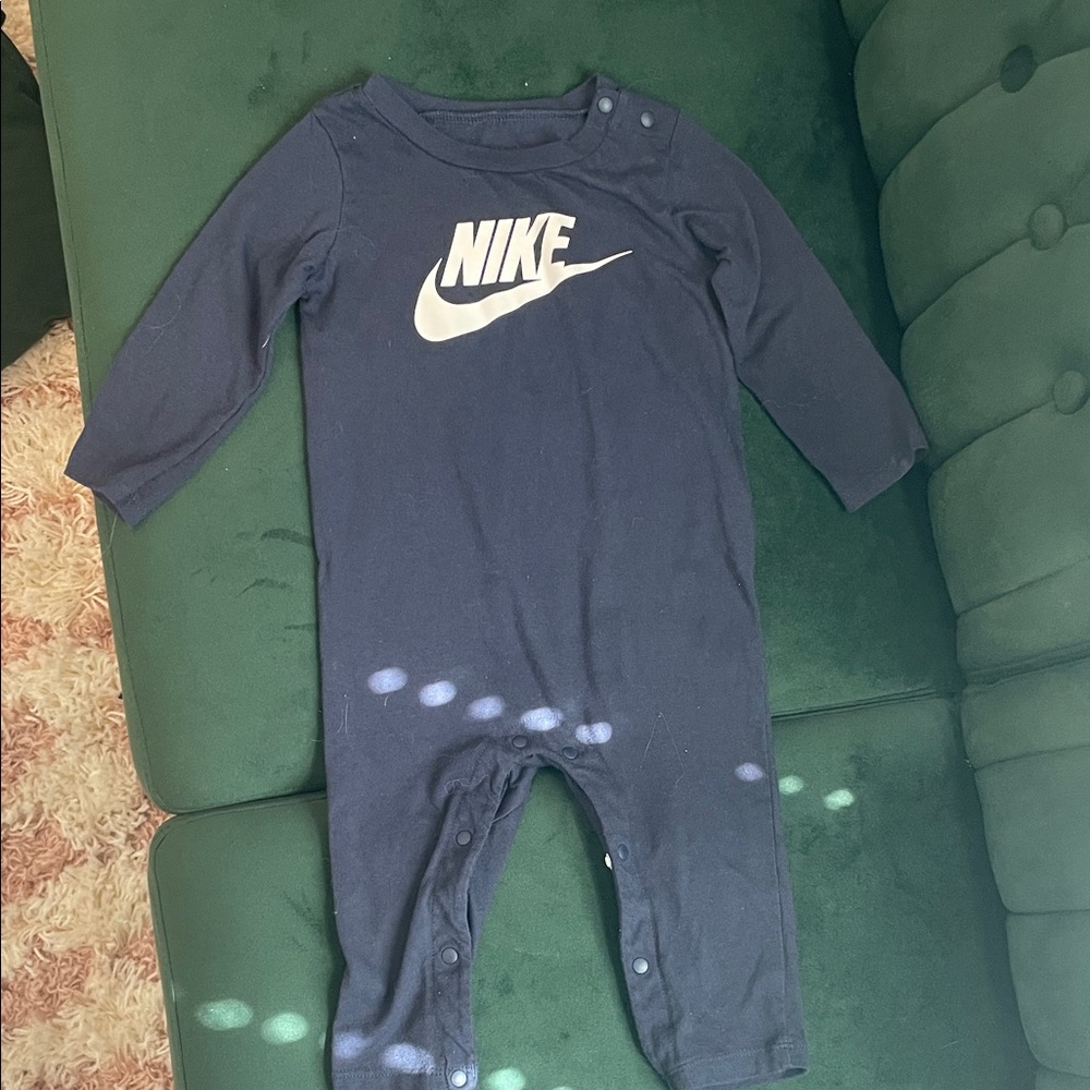 Nike Navy Blue 12 Mo Footie with White Logo